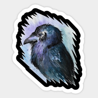 Raven portrait - watercolour - gothic art and designs Sticker